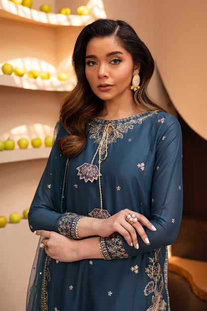 Teal Glam 3 PC - Embroidered Lawn Dress